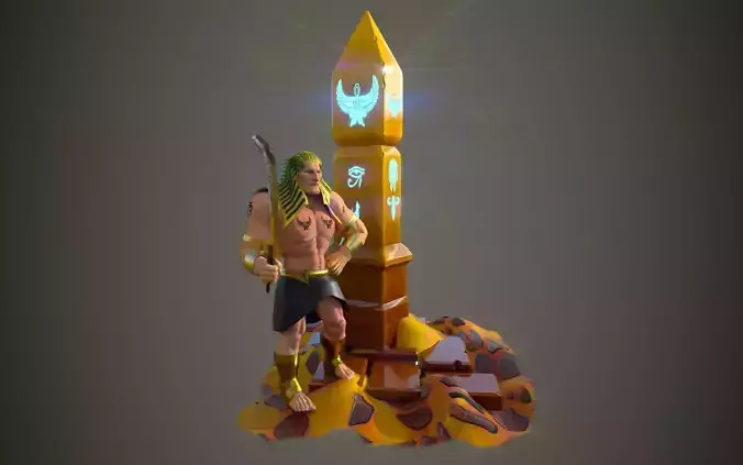 egyptian stylized Low-poly 3D model