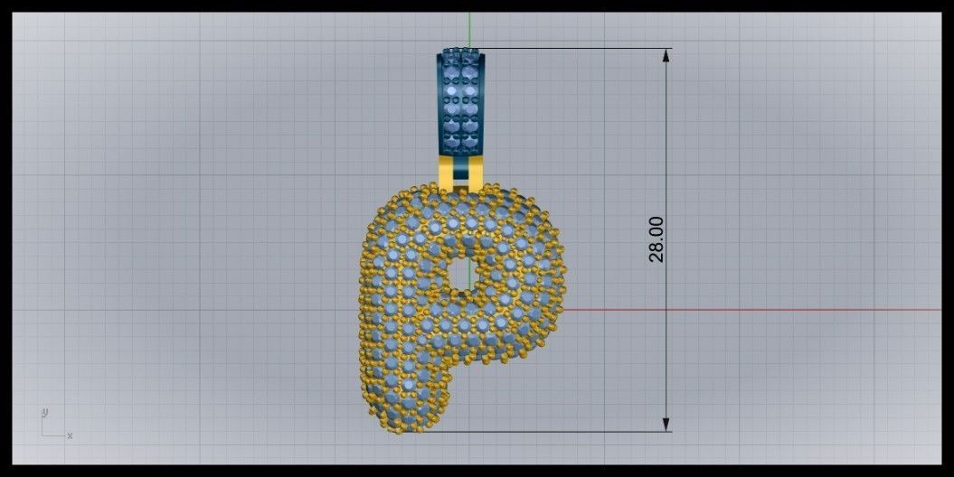 BUBBLE P LETTER 3D print model_8
