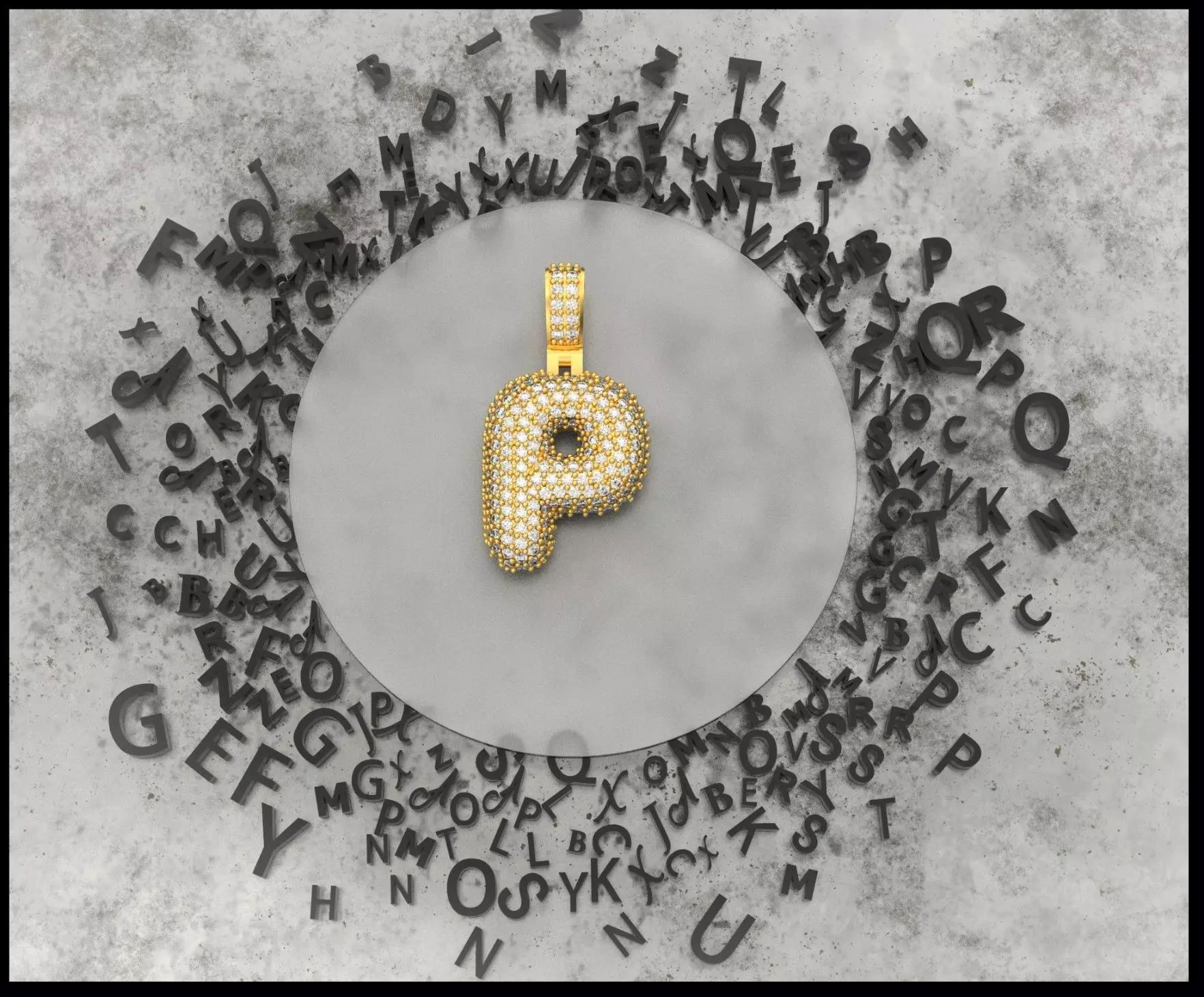 BUBBLE P LETTER 3D print model_0