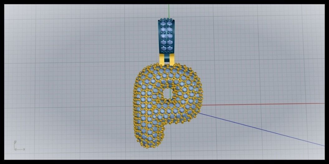 BUBBLE P LETTER 3D print model_7