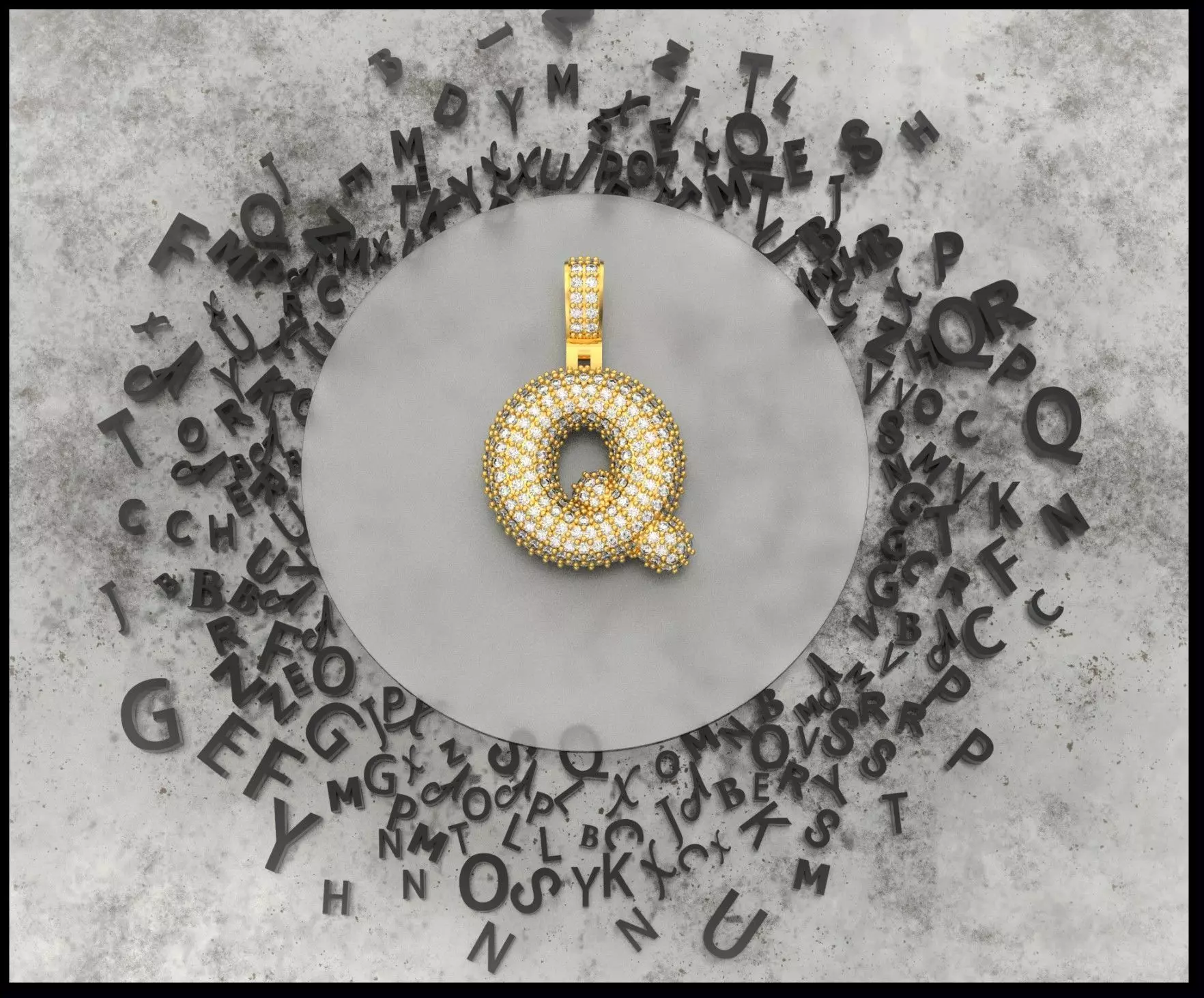 BUBBLE Q LETTER 3D print model_0