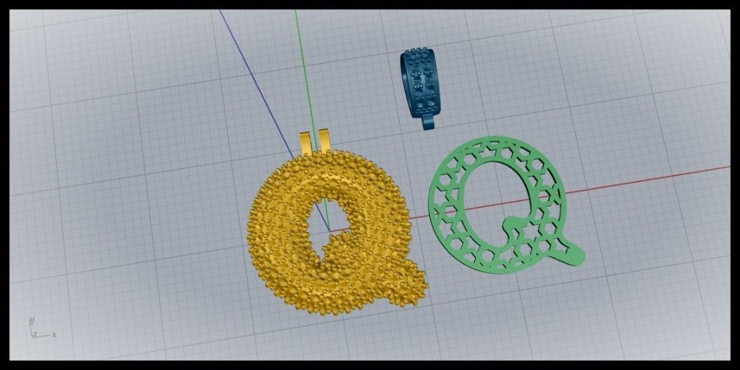 BUBBLE Q LETTER 3D print model_10