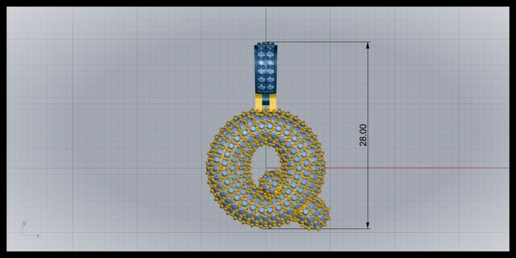 BUBBLE Q LETTER 3D print model_8