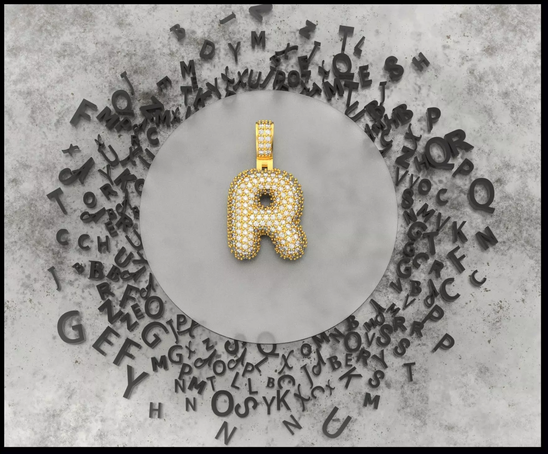 BUBBLE R LETTER 3D print model_0