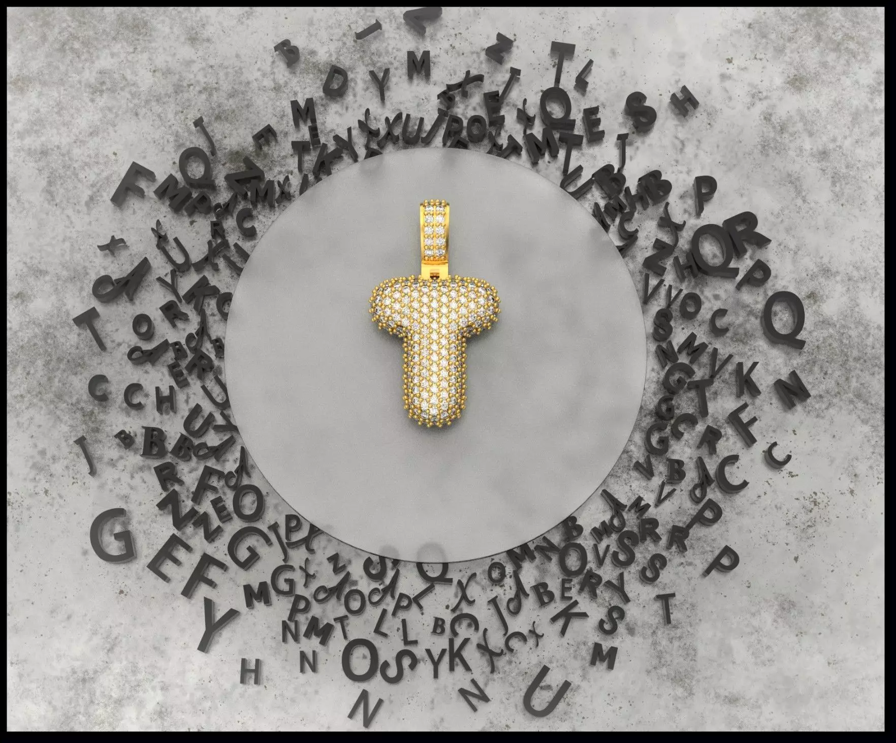 BUBBLE T LETTER 3D print model_0