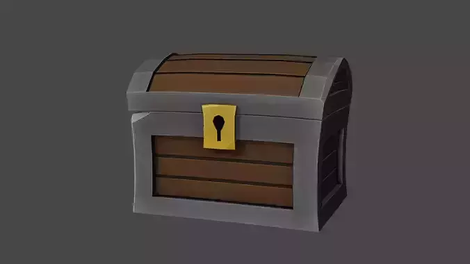 Stylized low poly Chest Game Ready