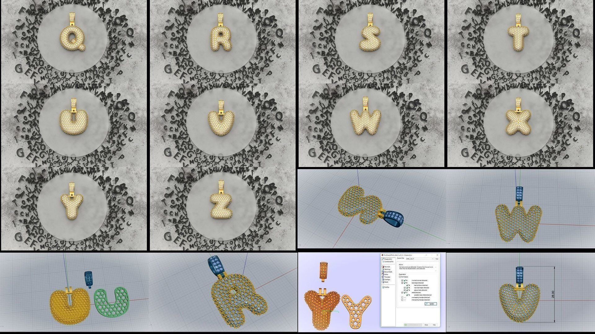 BUBBLE A-Z LETTERS 3D Model Collection_1