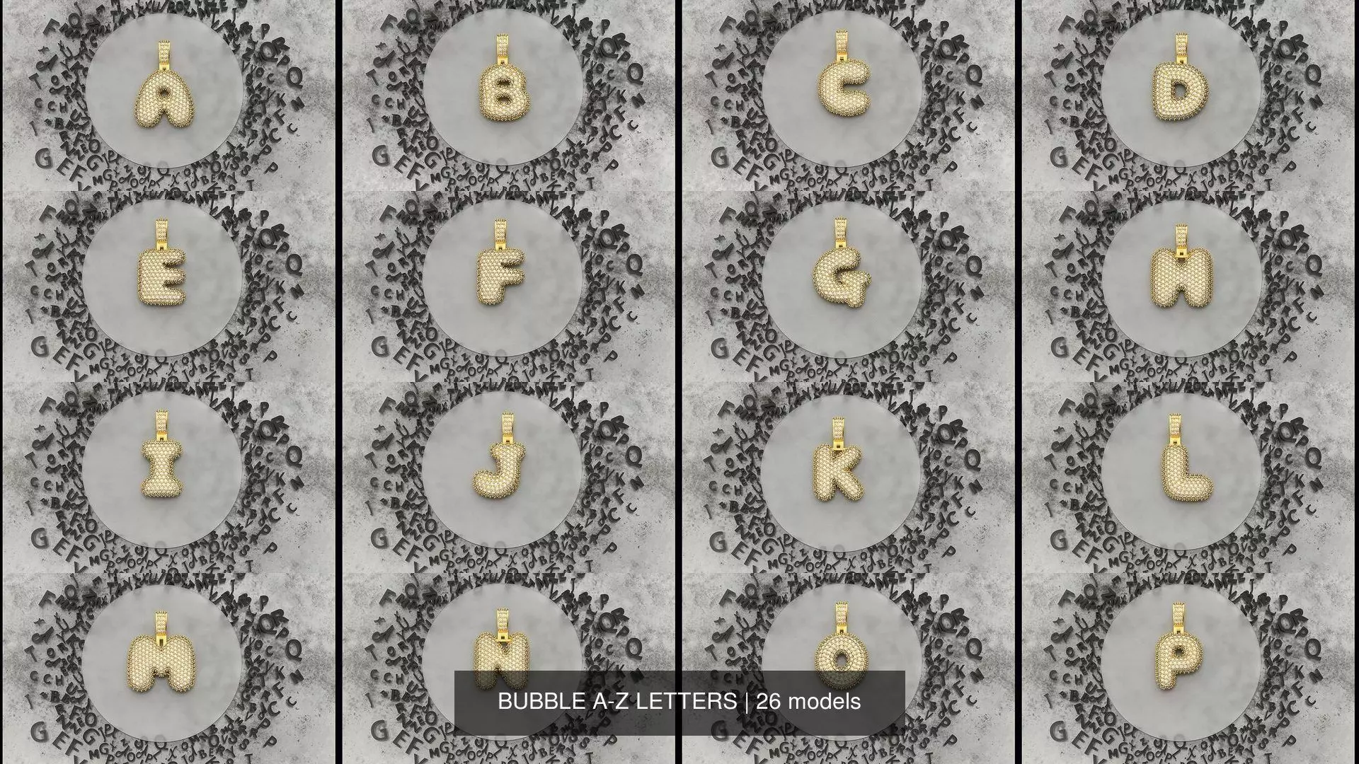 BUBBLE A-Z LETTERS 3D Model Collection_0