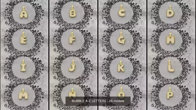 BUBBLE A-Z LETTERS 3D Model Collection