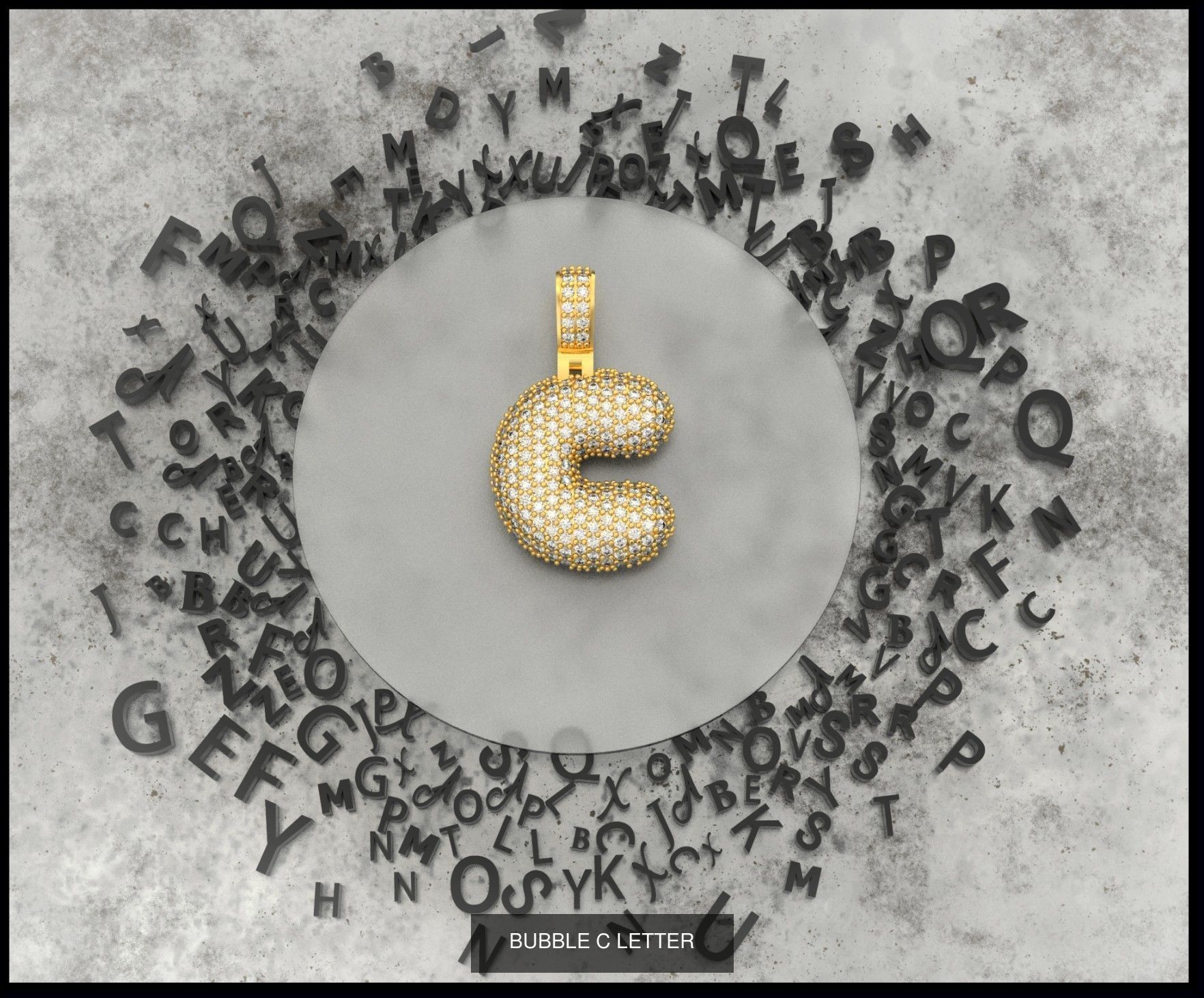 BUBBLE A-Z LETTERS 3D Model Collection_5