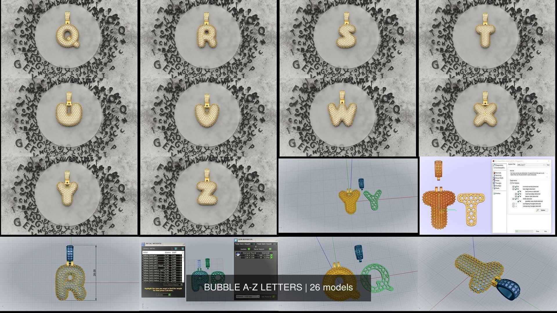BUBBLE A-Z LETTERS 3D Model Collection_2