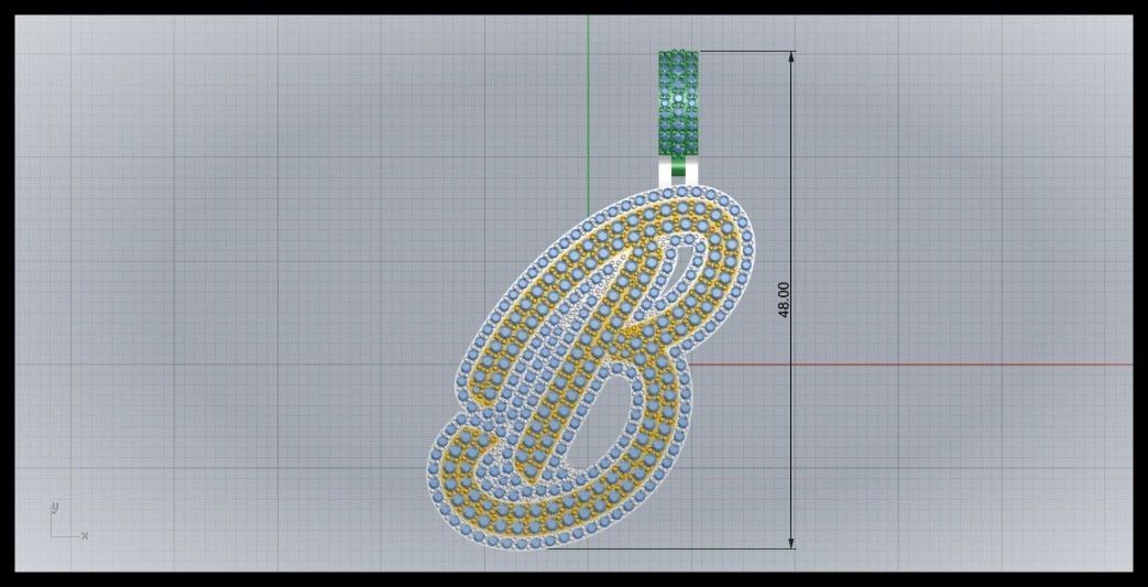 B DOUBLE CURVED FONT 3D print model_8
