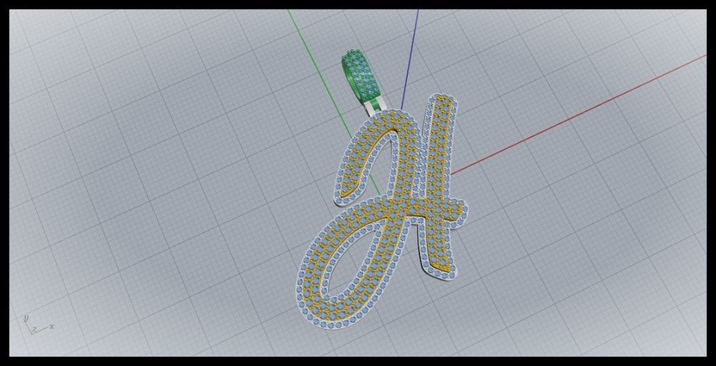H DOUBLE CURVED FONT 3D print model_1