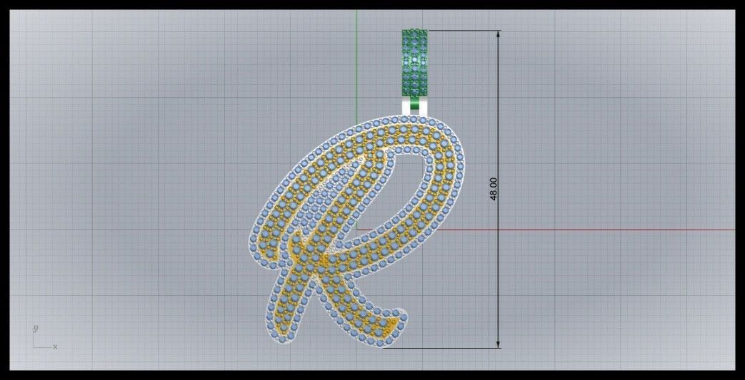 R DOUBLE CURVED FONT 3D print model_8