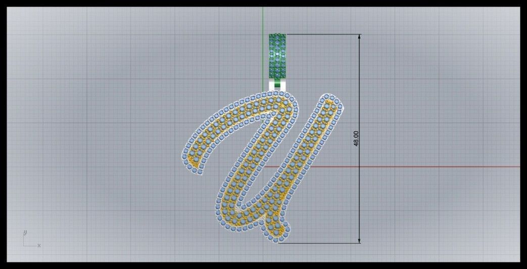 U DOUBLE CURVED FONT 3D print model_8