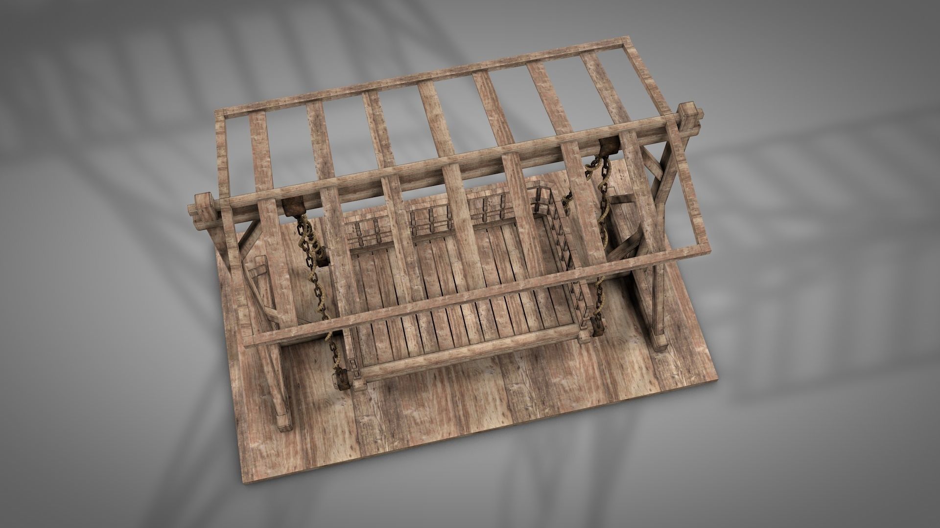 Wooden Swing Bed 3D model_10