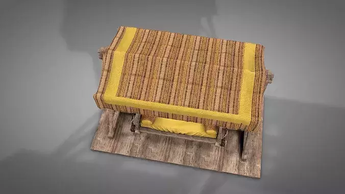 Wooden Swing Bed 3D model 7