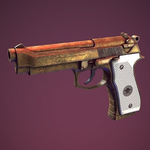 Beretta 92fs Gold  Low-poly 3D model