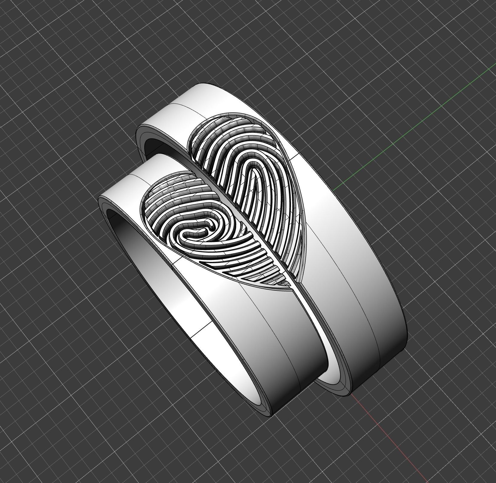 Fingerprint rings 3D print model_1