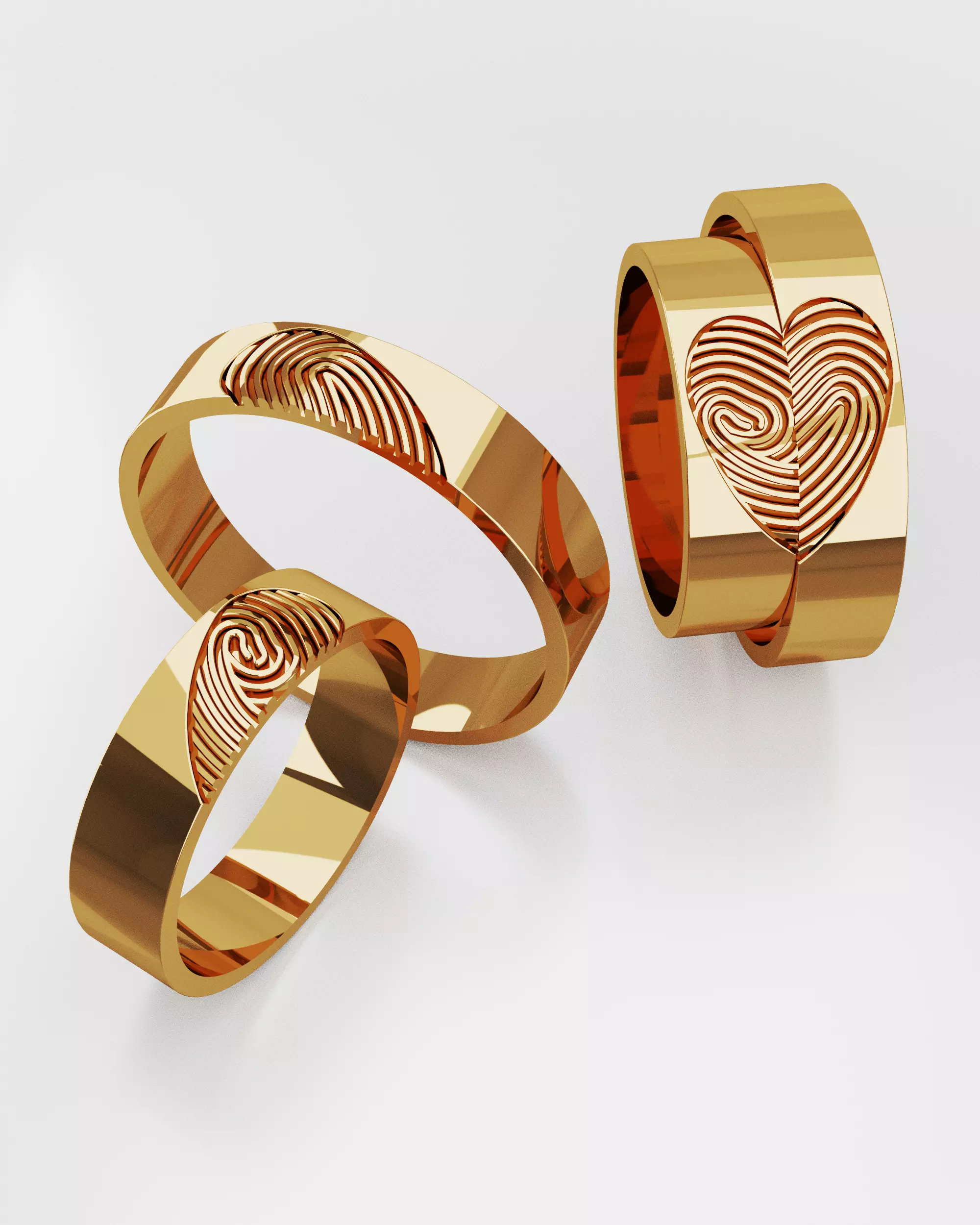 Fingerprint rings 3D print model_0