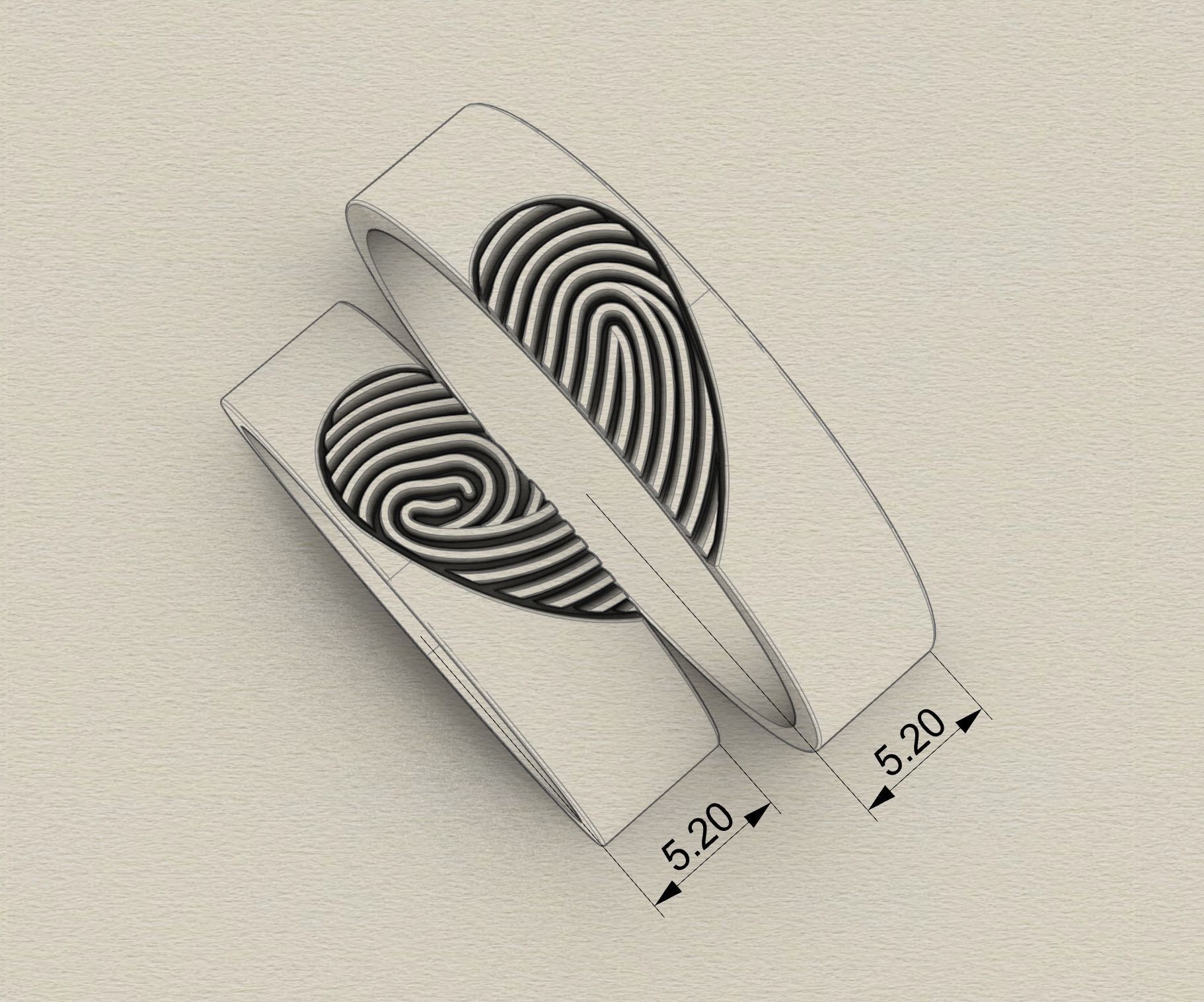 Fingerprint rings 3D print model_2