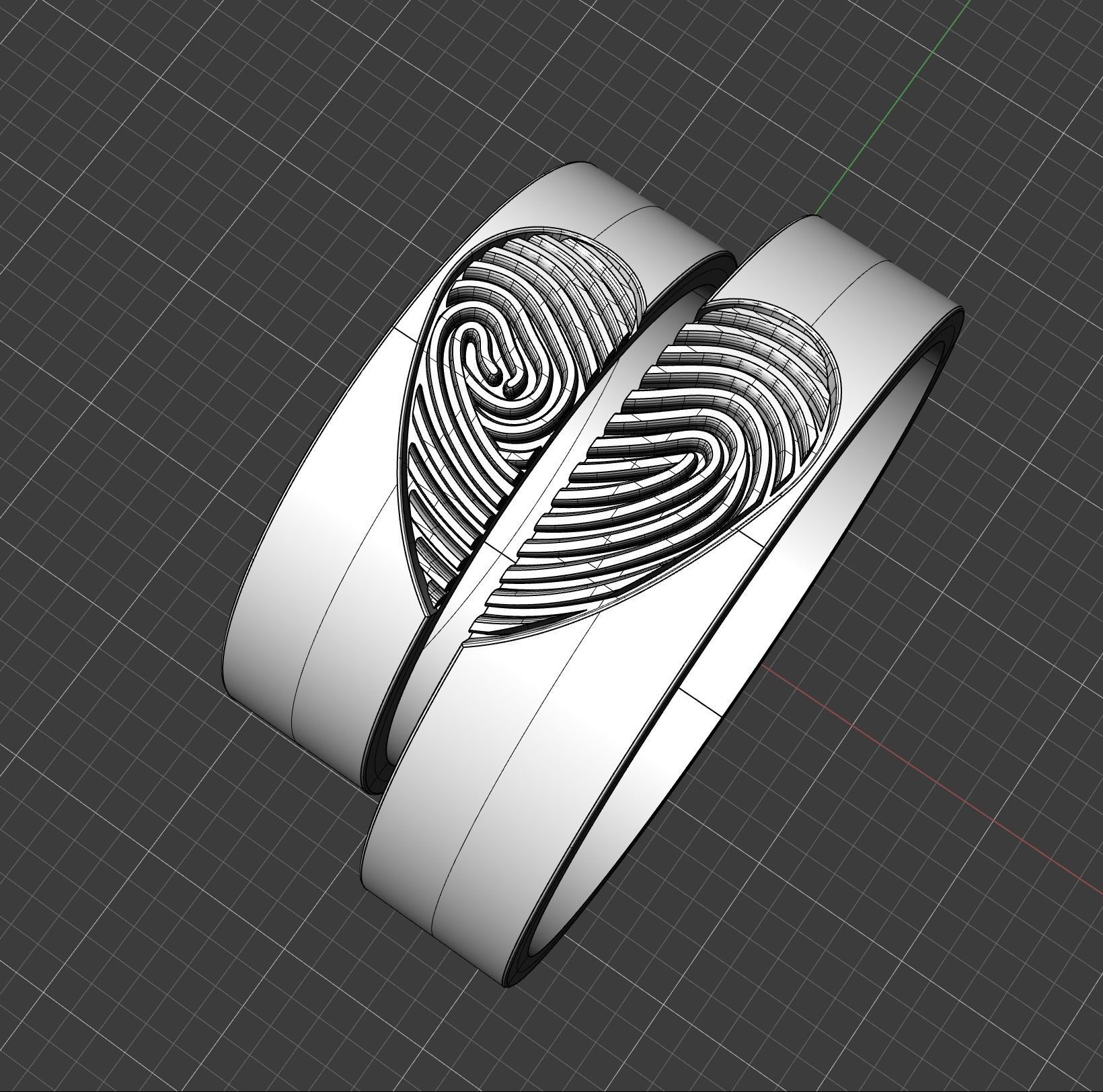 Fingerprint rings 3D print model_4