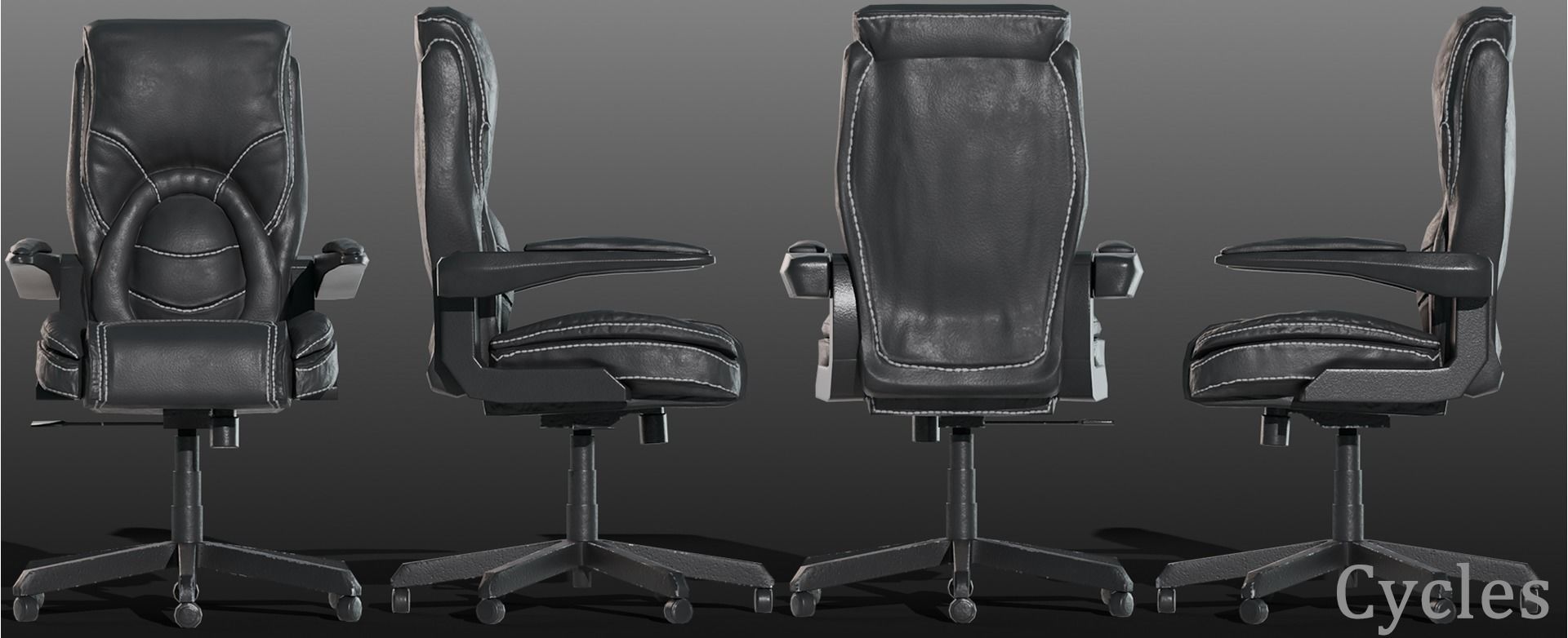 Office Chair Low-poly 3D model_4