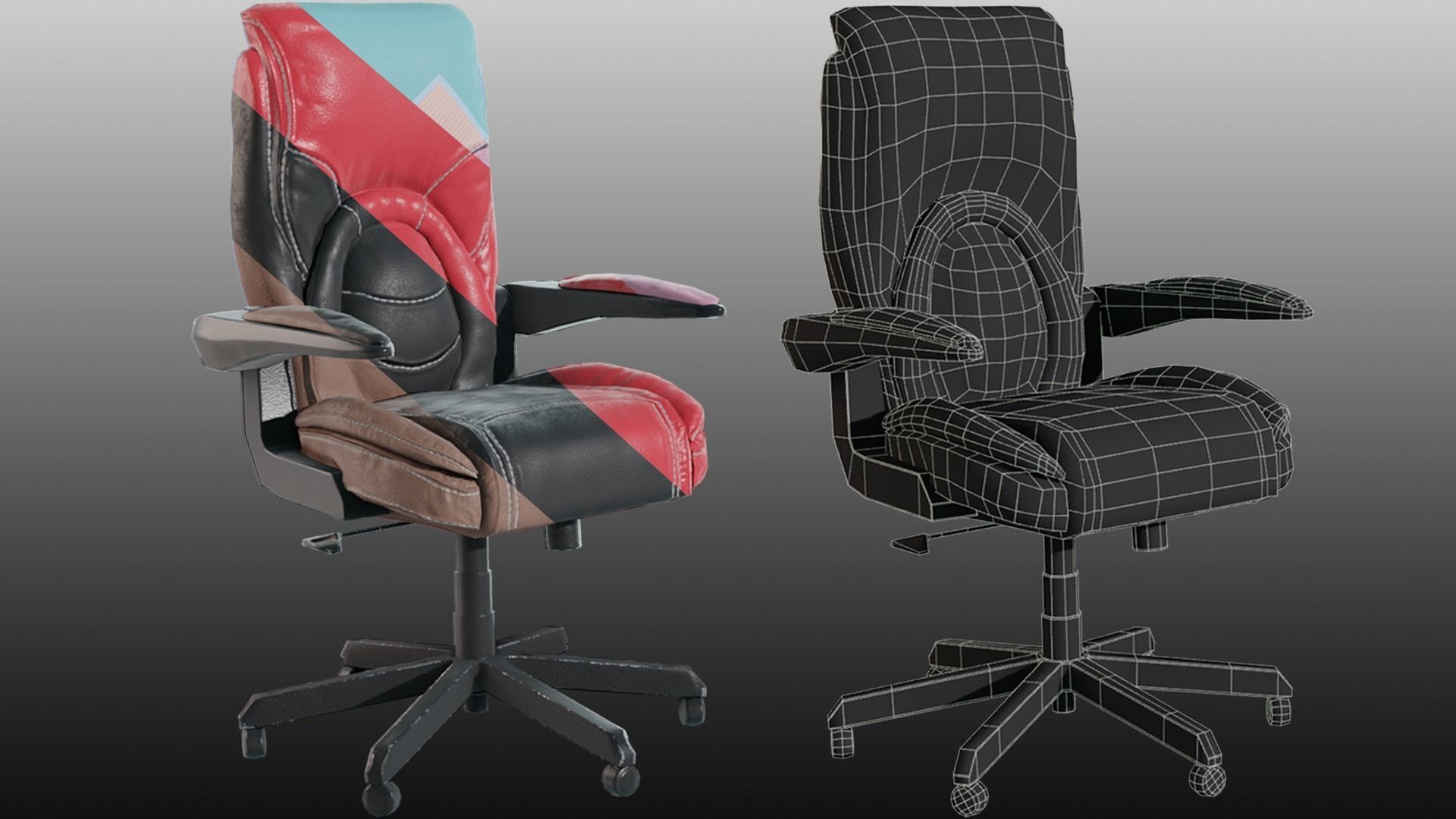 Office Chair Low-poly 3D model_11