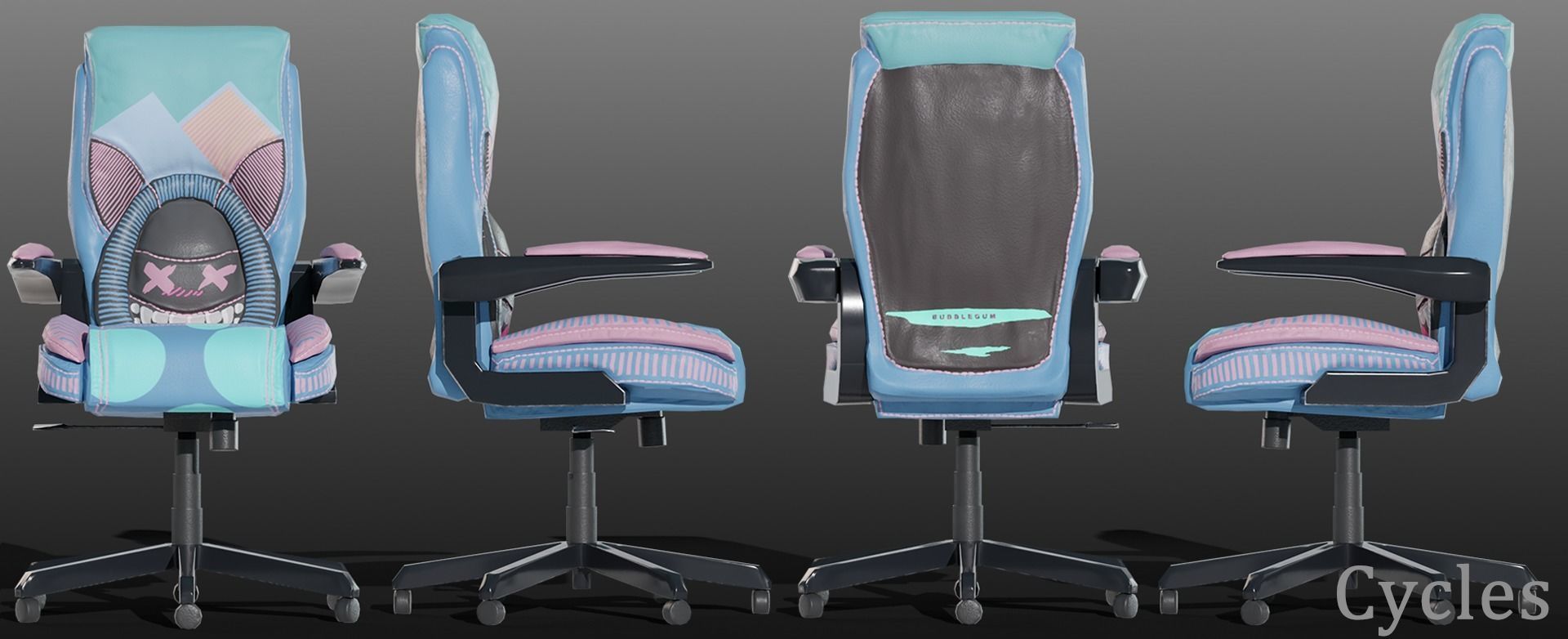 Office Chair Low-poly 3D model_6