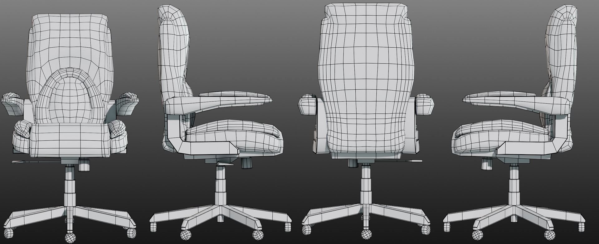 Office Chair Low-poly 3D model_8