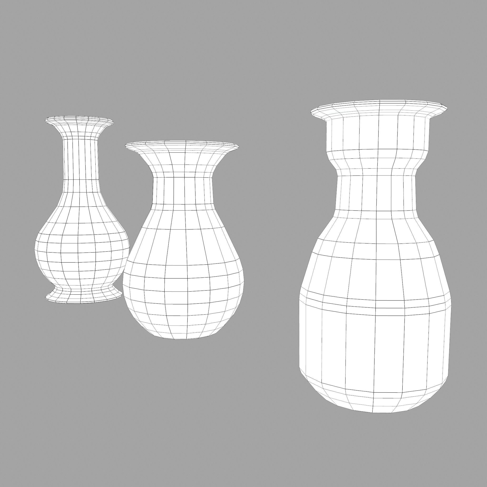 Earthenware Pottery Amphoras Low-poly 3D model_12