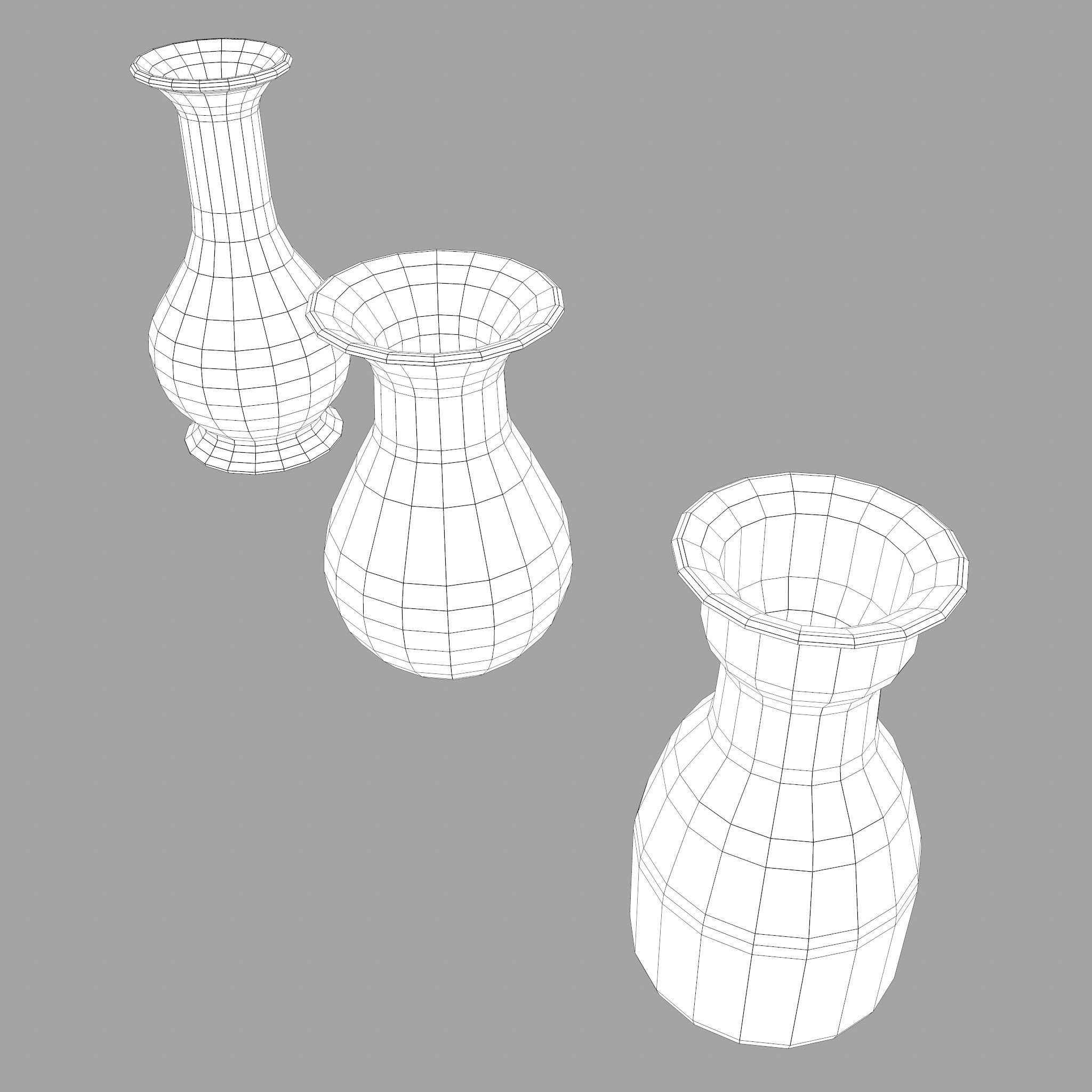 Earthenware Pottery Amphoras Low-poly 3D model_14