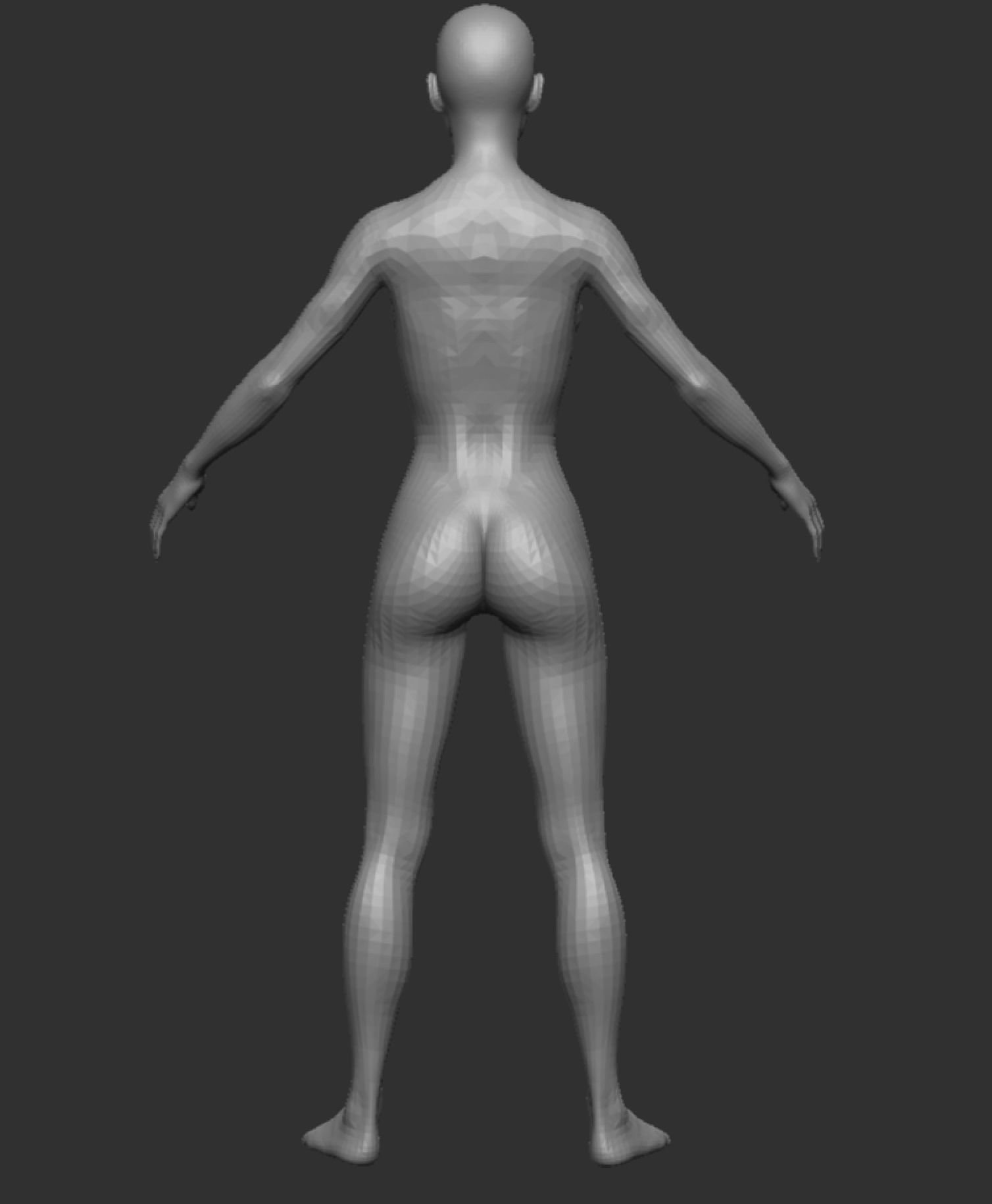 Low Poly Woman Athletic Body Happy Face Low-poly 3D model_2