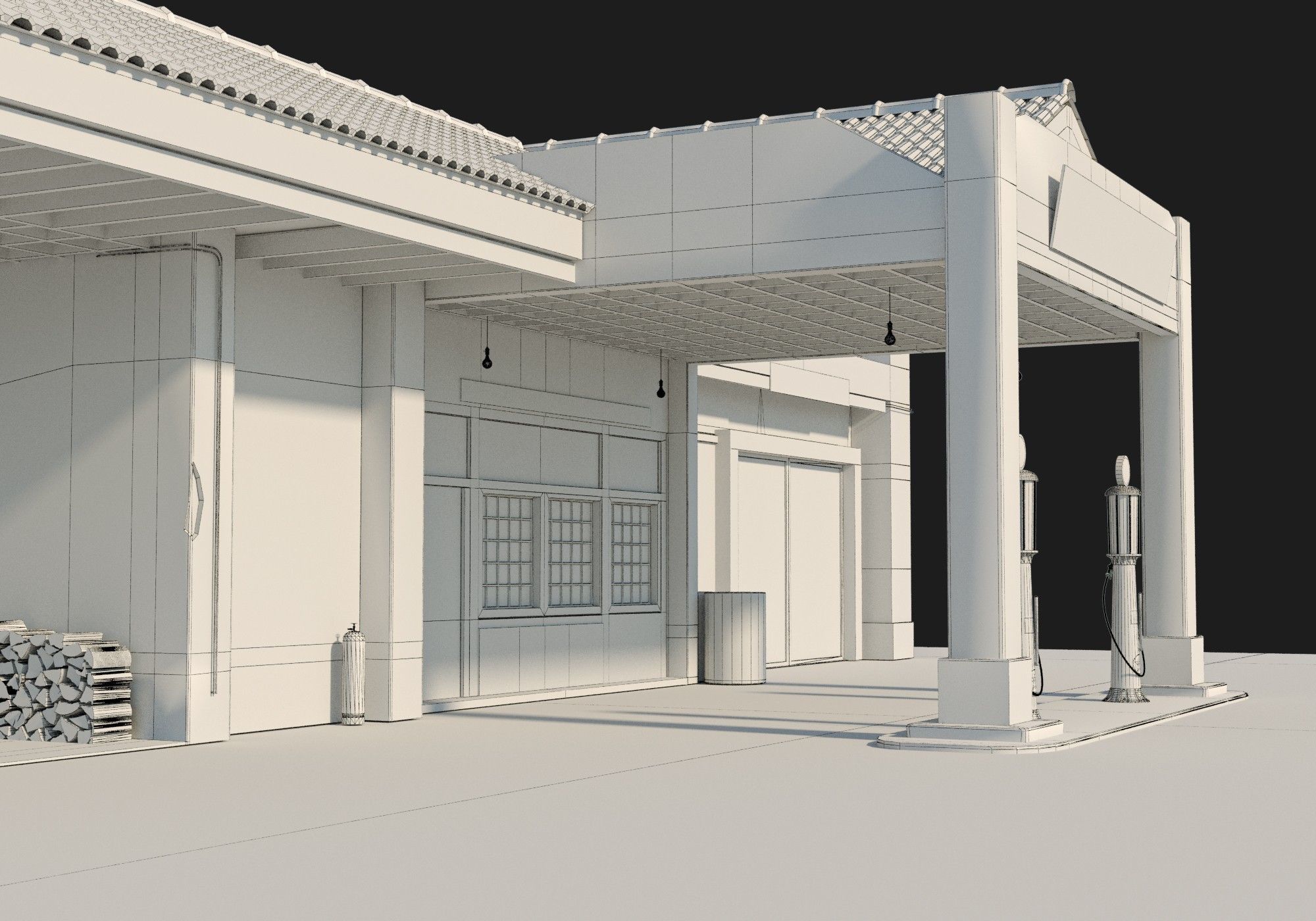 Old Gas Station Low-poly 3D model_11