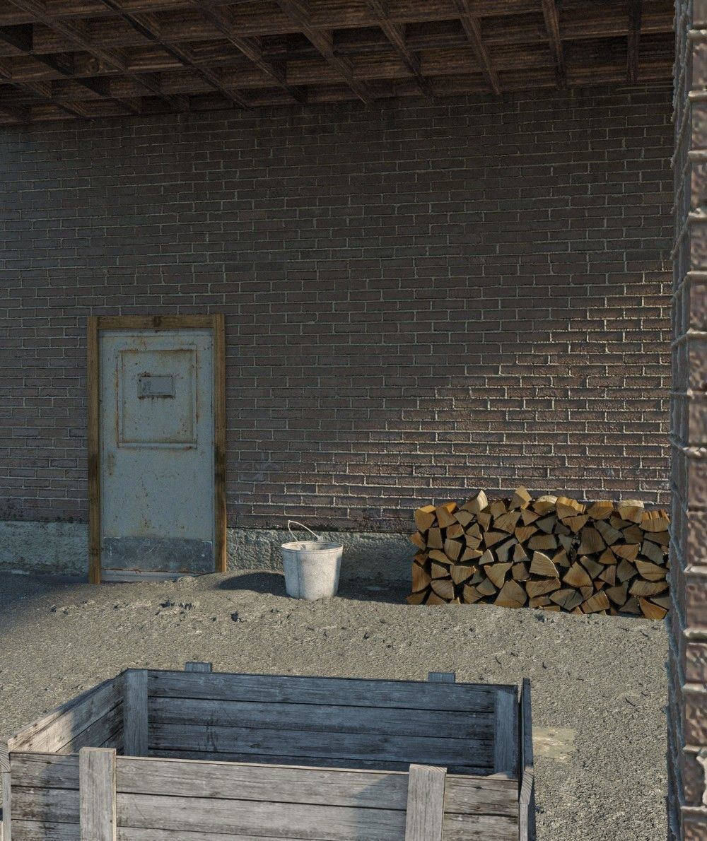 Old Gas Station Low-poly 3D model_5