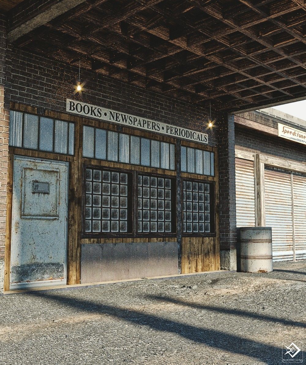 Old Gas Station Low-poly 3D model_3