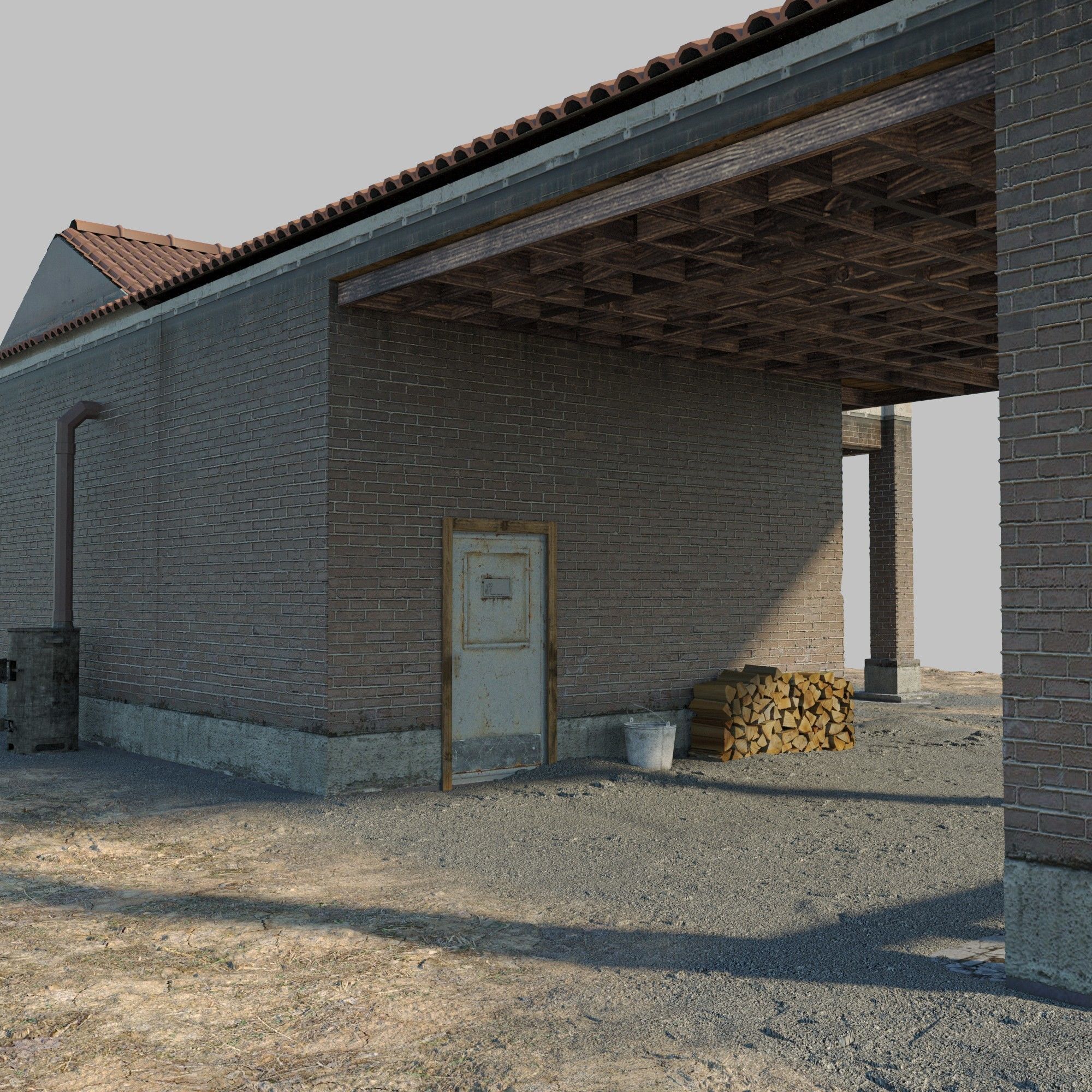 Old Gas Station Low-poly 3D model_6