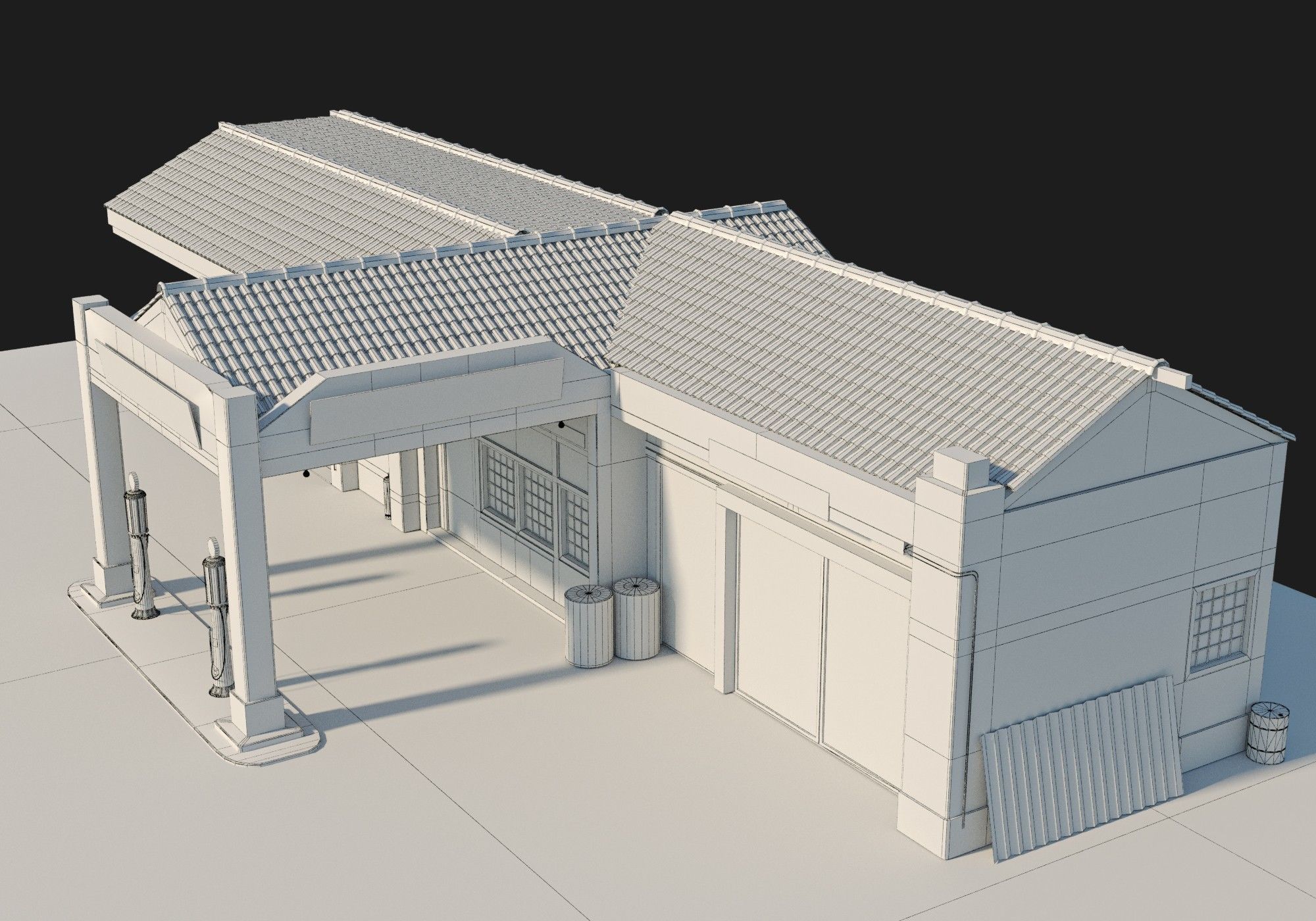 Old Gas Station Low-poly 3D model_10