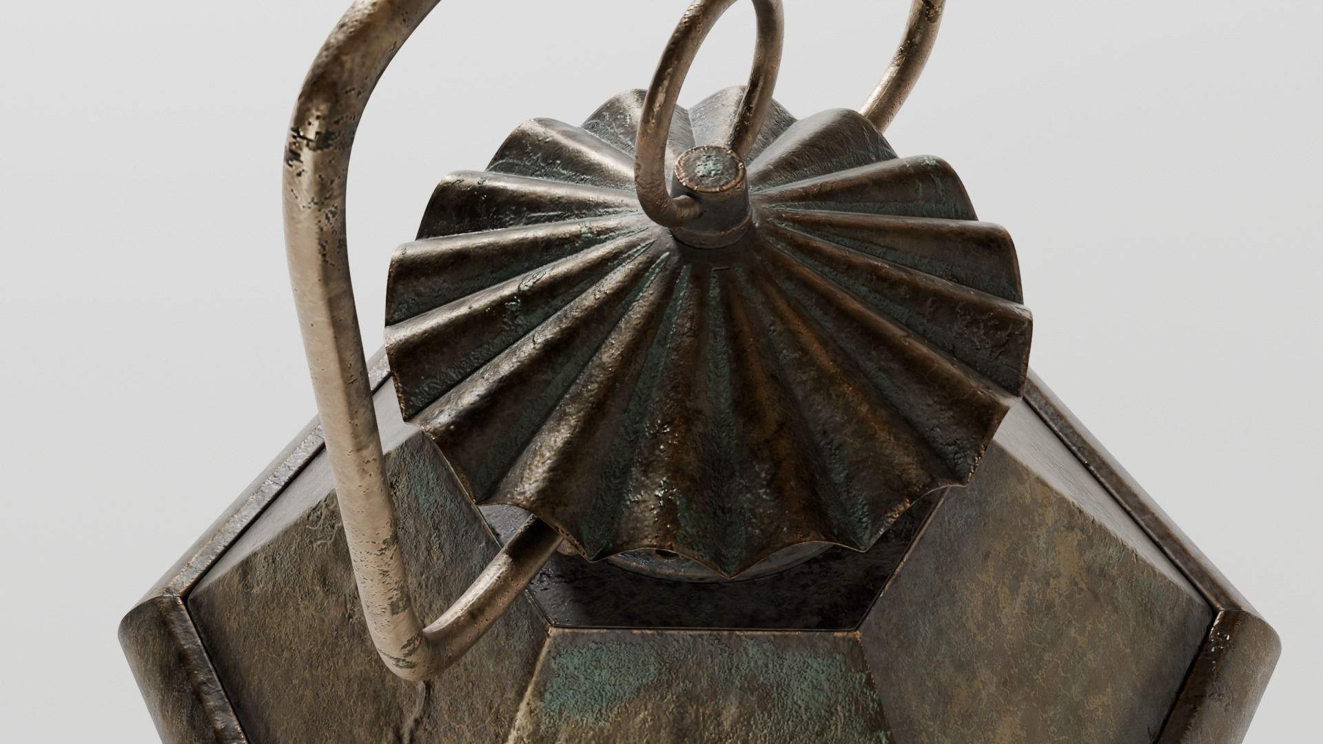 Rusty brass candle lantern 3D model_5