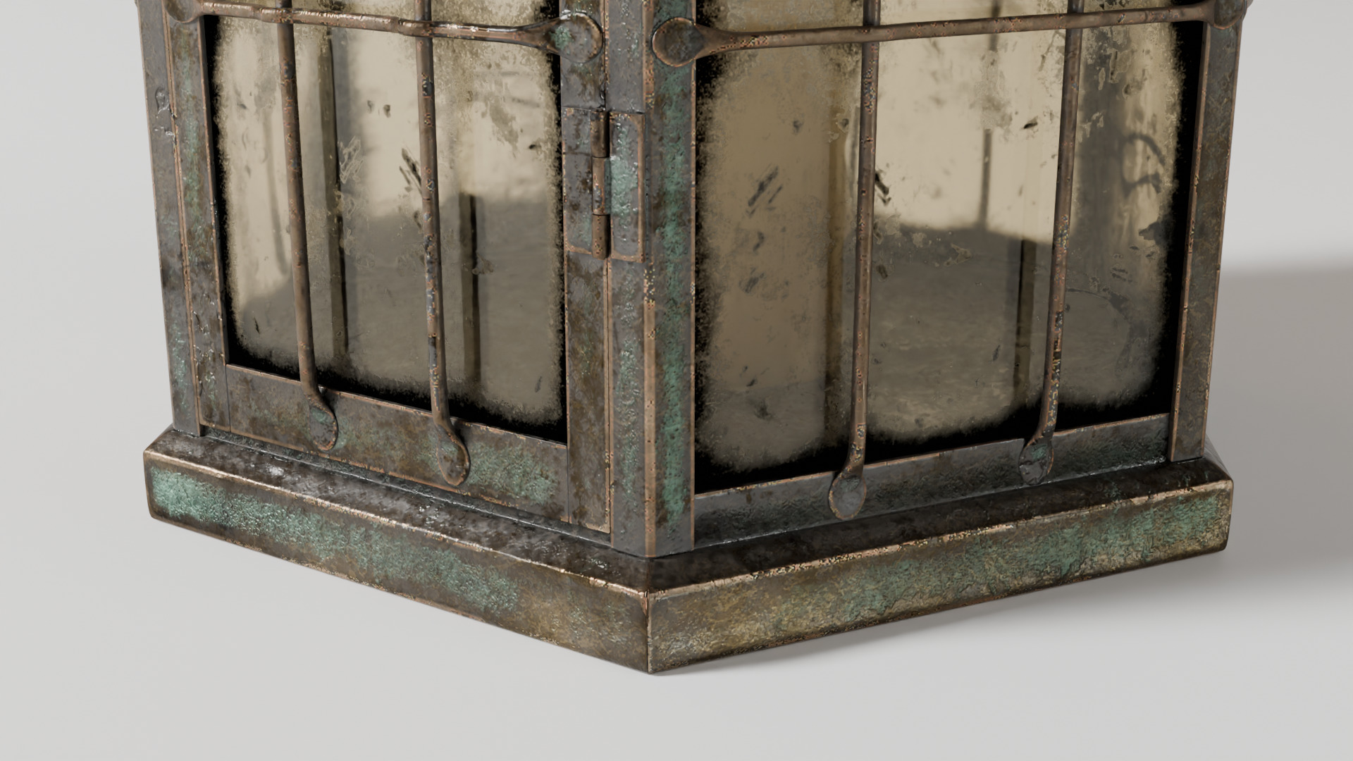 Rusty brass candle lantern 3D model_4
