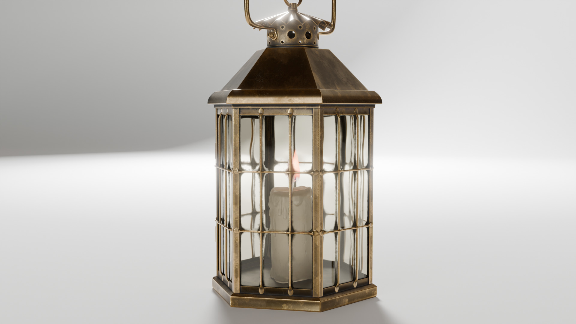 Rusty brass candle lantern 3D model_9