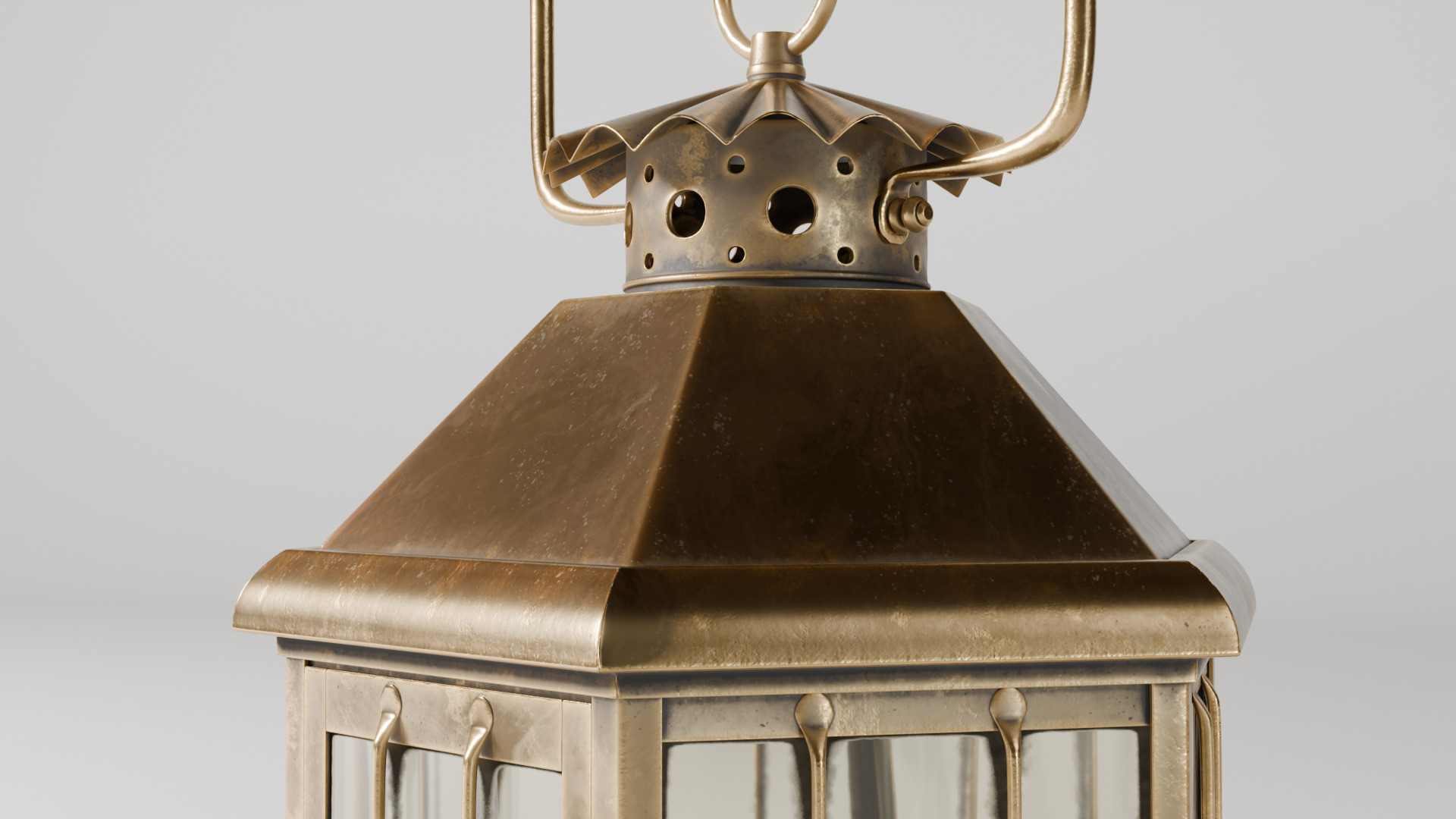 Rusty brass candle lantern 3D model_7
