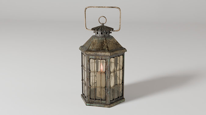 Rusty brass candle lantern 3D model