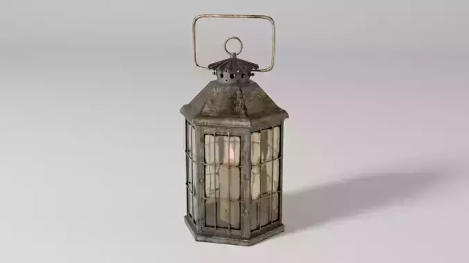 Rusty brass candle lantern