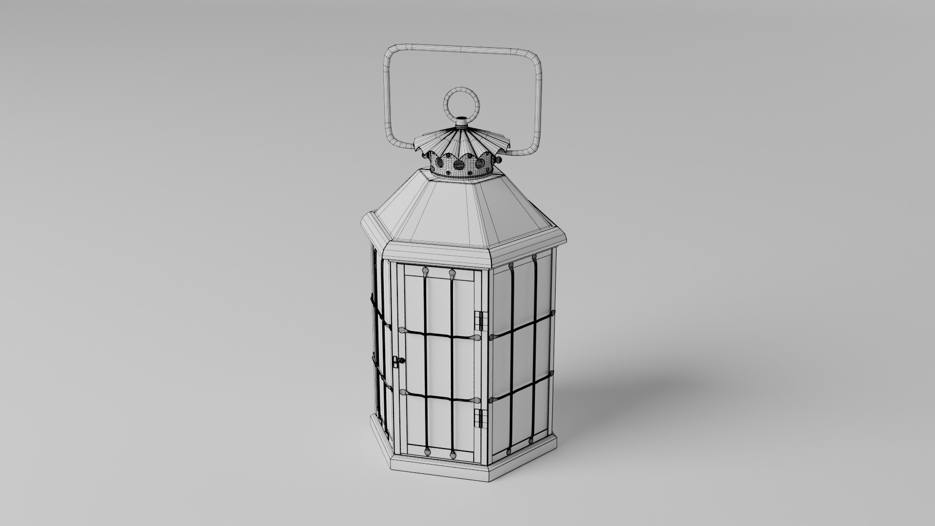 Rusty brass candle lantern 3D model_10