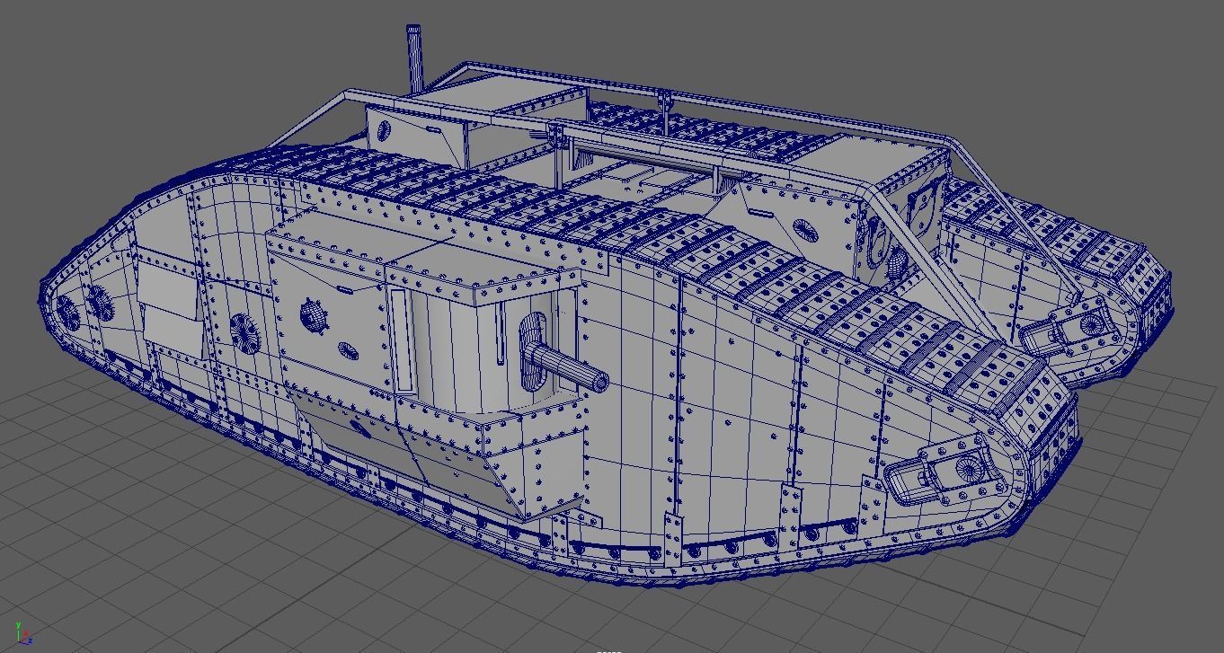 World War I tank 3D model_11