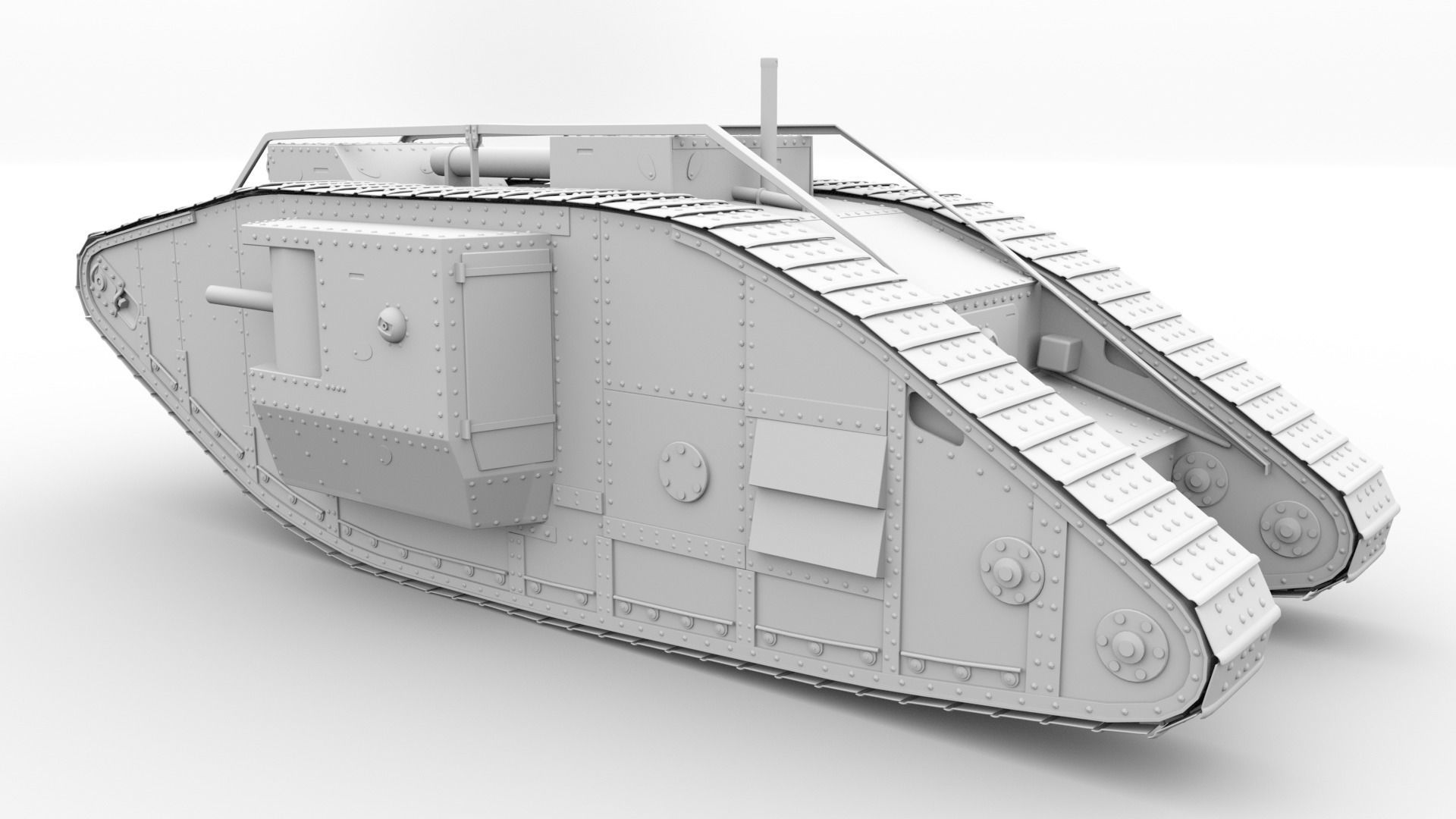World War I tank 3D model_6