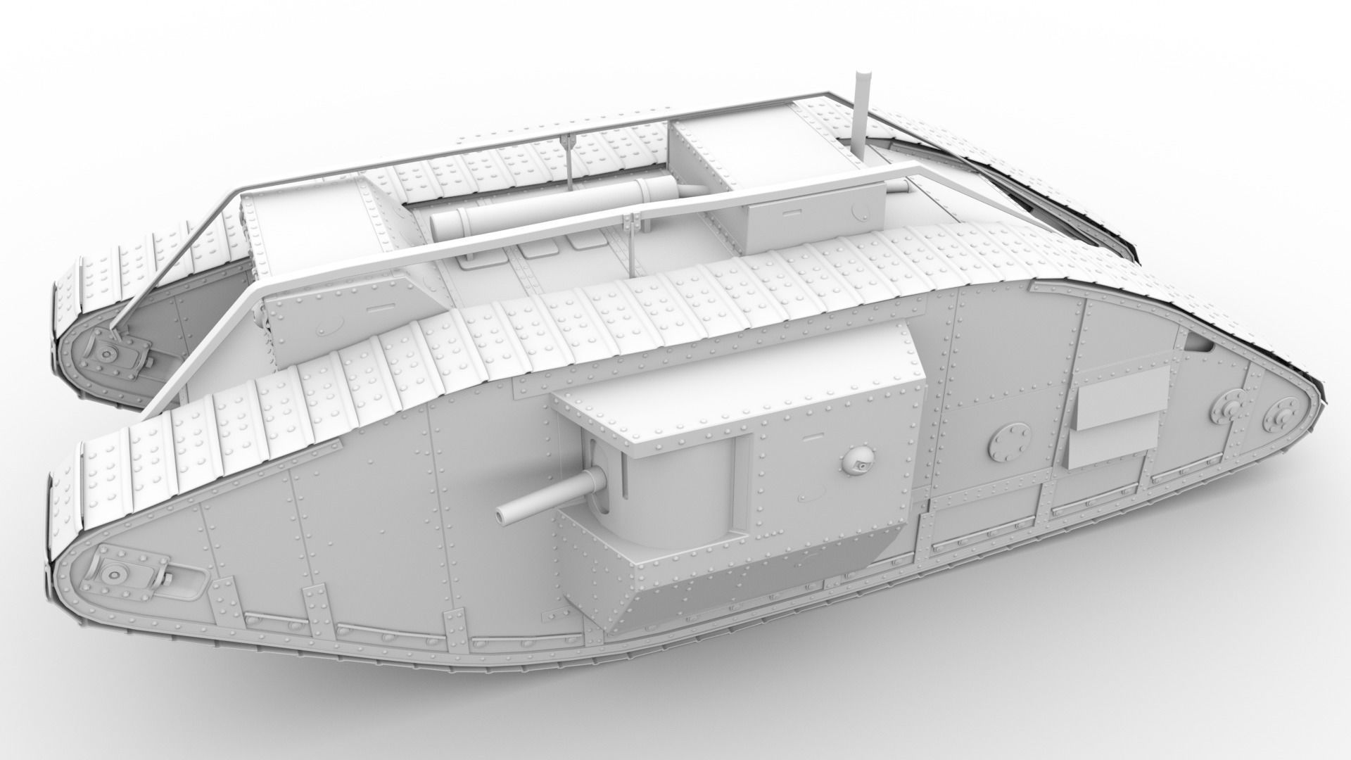 World War I tank 3D model_7