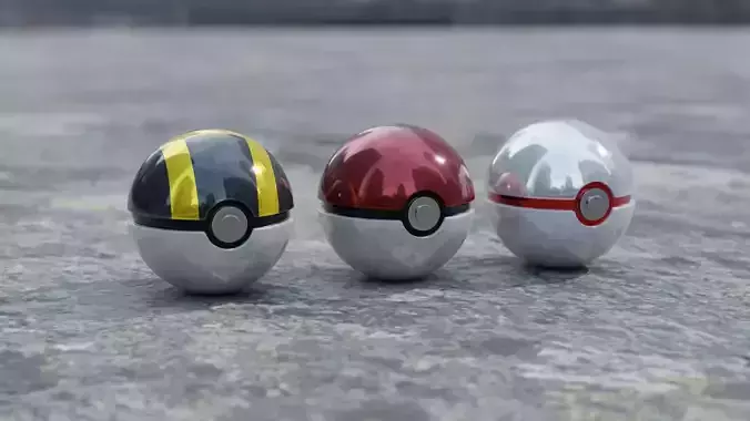 Realistic pokeball - Pokemon Low-poly 3D model