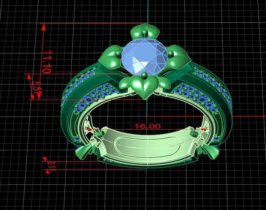 ring with stones 3D print model_23